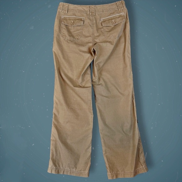 Eddie Bauer Size 8 Khaki Roll-up Pants Y2K Embroidered Detail - Picture 3 of 12